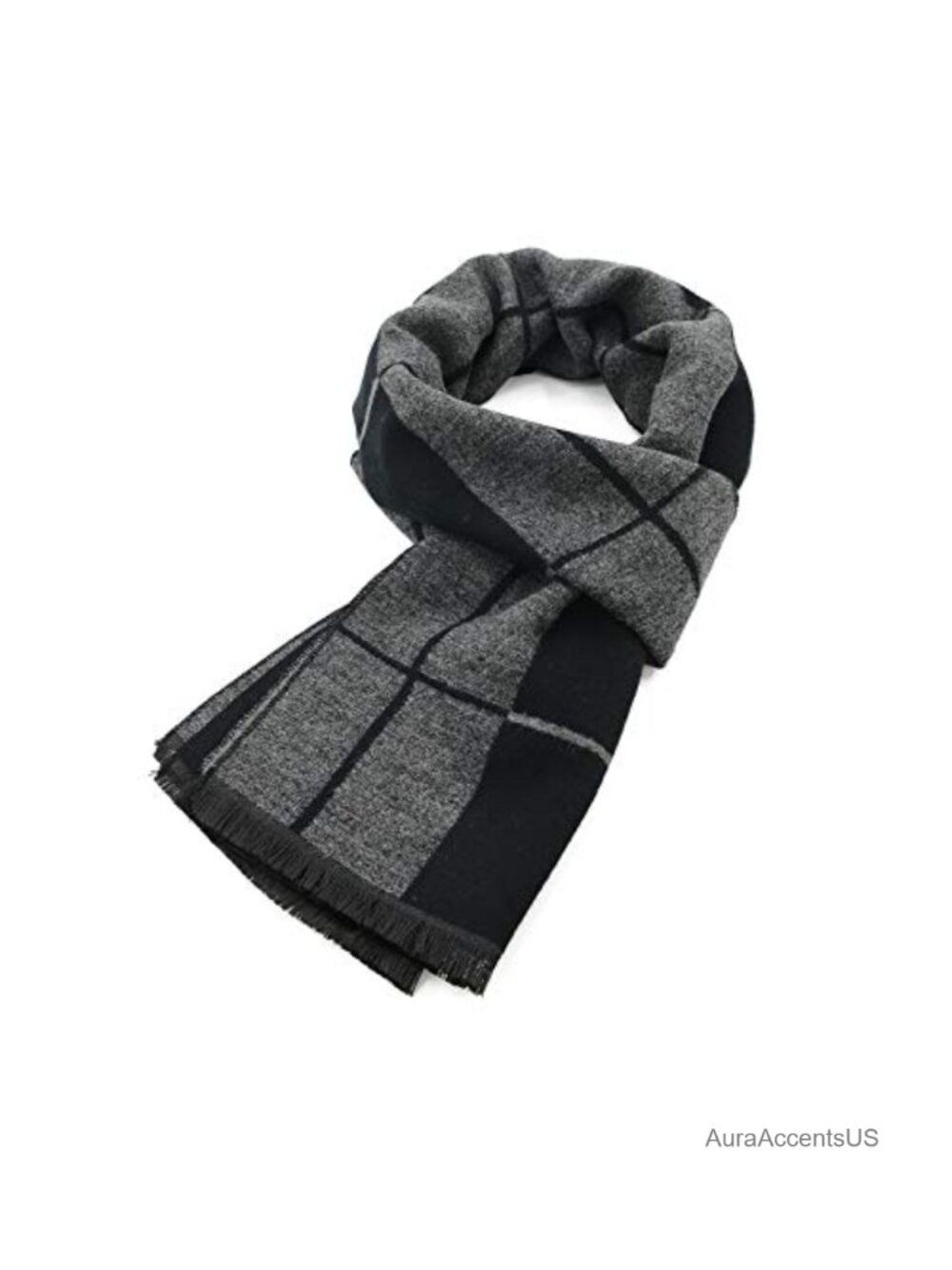 Men's Plaid Winter Scarf Soft Acrylic Blend Long Tassel Wrap